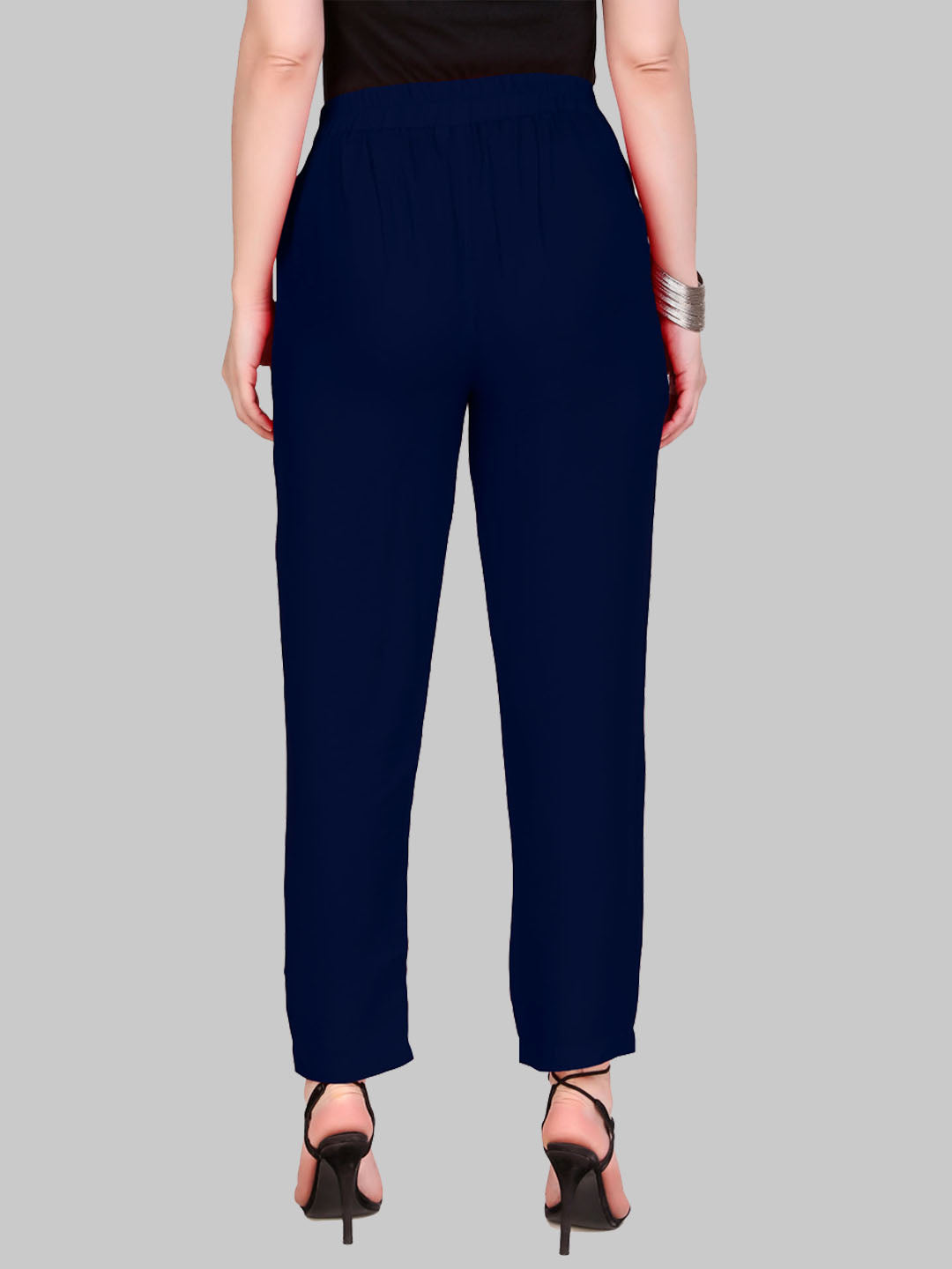 Saundarya Women's Rayon Loose Fit Tapered Pant  Navy Blue