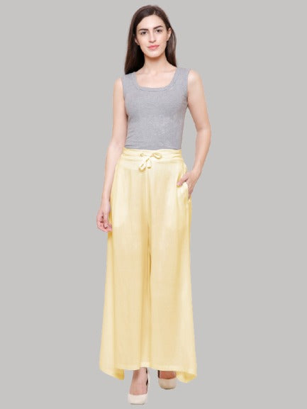 Saundarya Women's Loose Fit Skirt Palazzo Beige