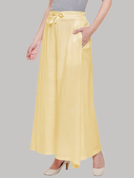 Saundarya Women's Loose Fit Skirt Palazzo Beige