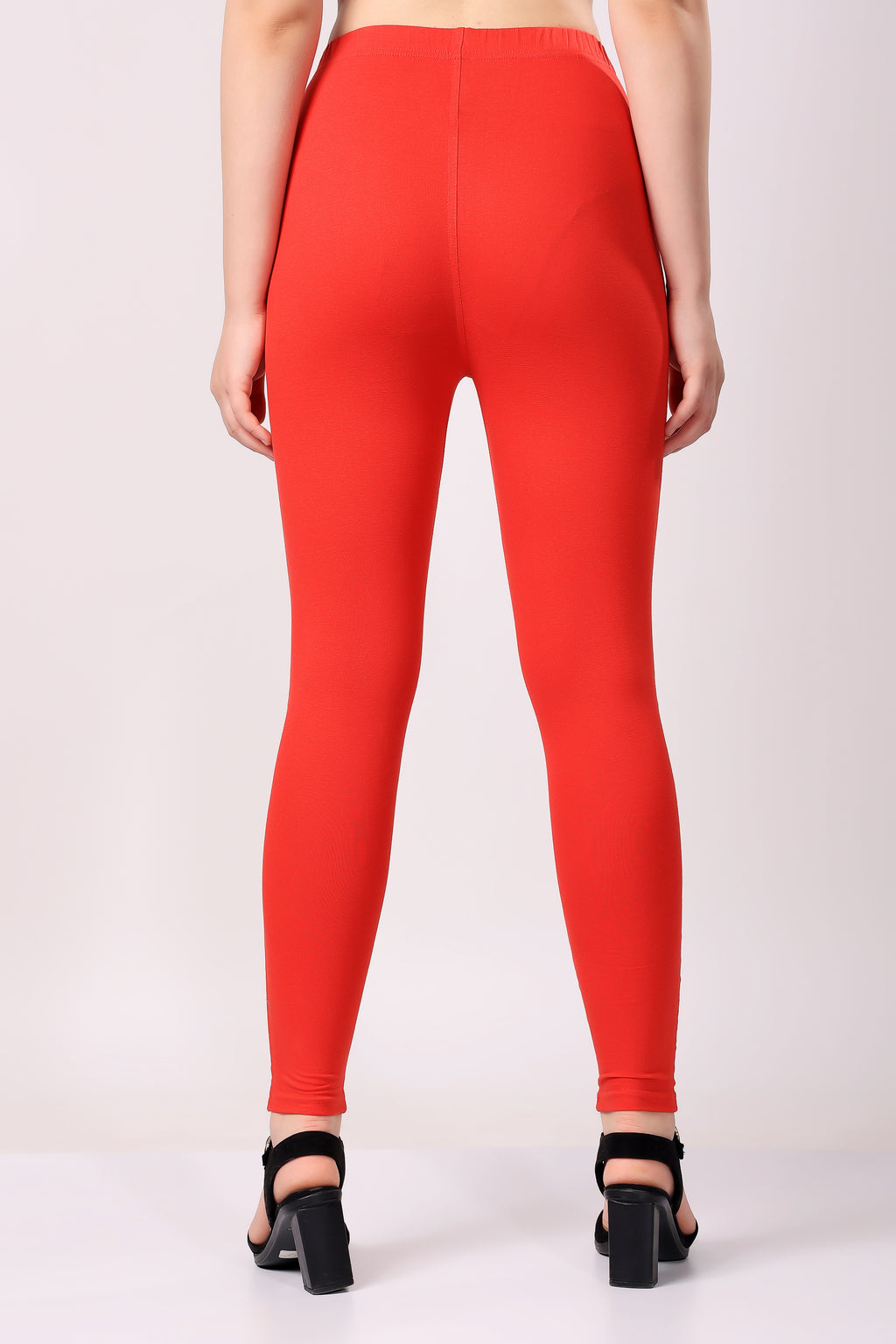 Saundarya Women’s Slim Fit Pocket  Super Combed Cotton Rich Lycra Fabric Tailored Cut Stretchable Solid Plain Color Leggings; Red