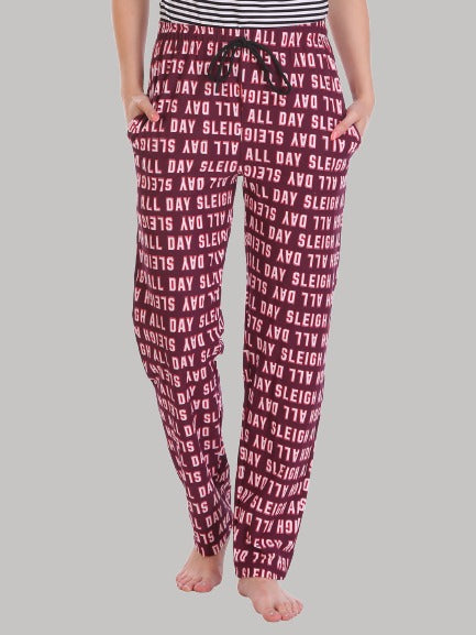 Saundarya Women's Relaxed Fit Cotton Lounge Pant Maroon