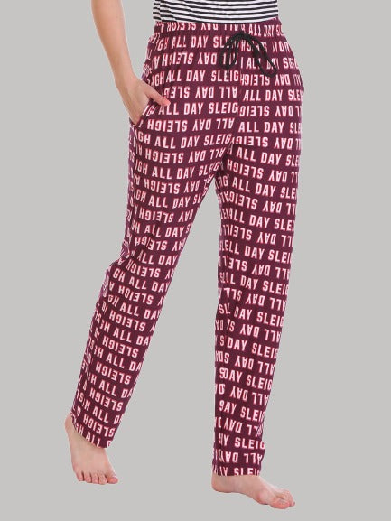 Saundarya Women's Relaxed Fit Cotton Lounge Pant Maroon