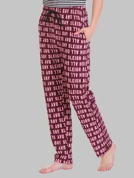 Saundarya Women's Relaxed Fit Cotton Lounge Pant Maroon