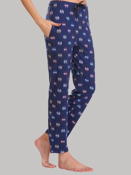 Saundarya Women's Relaxed Fit Cotton Lounge Pant Navy Blue