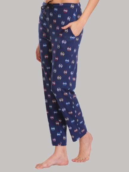 Saundarya Women's Relaxed Fit Cotton Lounge Pant Navy Blue