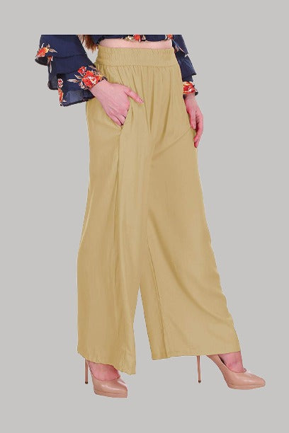 Saundarya Women's Relaxed Fit Palazzos Beige