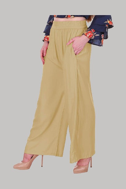 Saundarya Women's Relaxed Fit Palazzos Beige