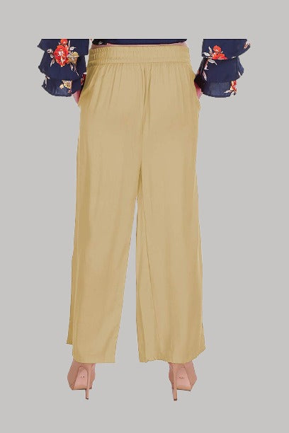 Saundarya Women's Relaxed Fit Palazzos Beige