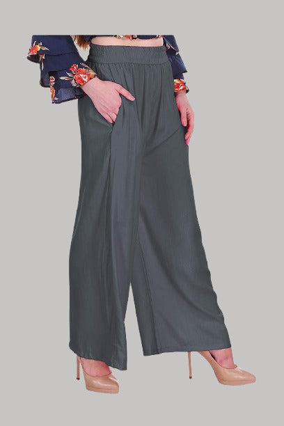 Saundarya Women's Relaxed Fit Palazzos Grey