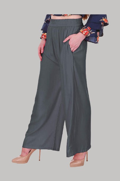 Saundarya Women's Relaxed Fit Palazzos Grey