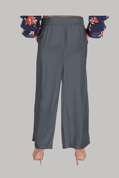 Saundarya Women's Relaxed Fit Palazzos Grey
