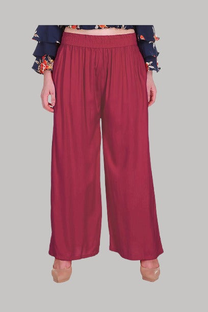 Saundarya Women's Relaxed Fit Palazzos Maroon