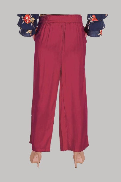 Saundarya Women's Relaxed Fit Palazzos Maroon