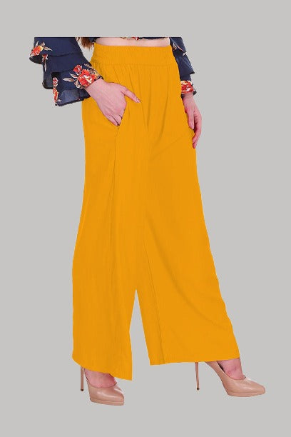 Saundarya Women's Relaxed Fit Palazzos Mustard