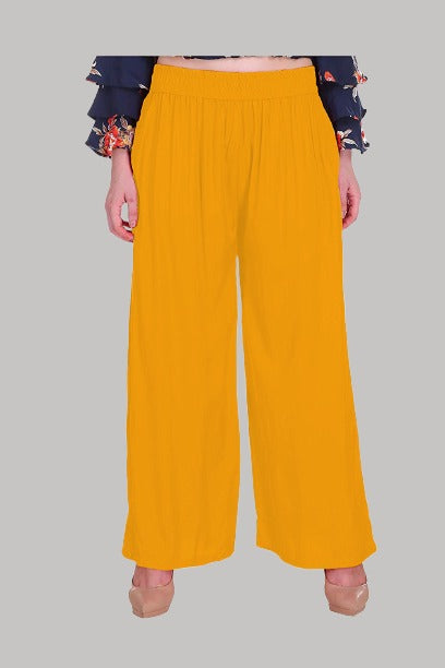 Saundarya Women's Relaxed Fit Palazzos Mustard