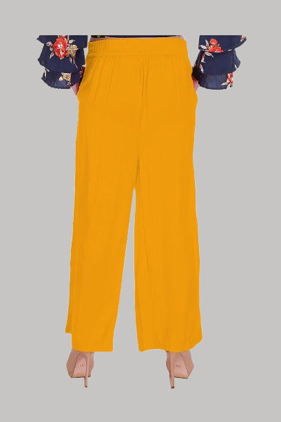Saundarya Women's Relaxed Fit Palazzos Mustard