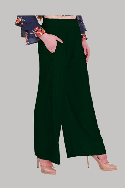 Saundarya Women's Relaxed Fit Palazzos Olive Green