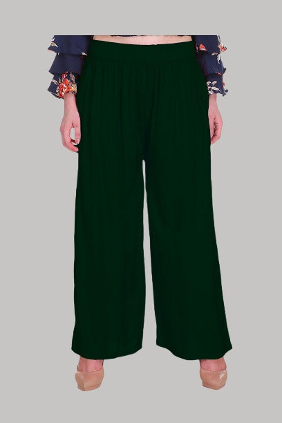 Saundarya Women's Relaxed Fit Palazzos Olive Green