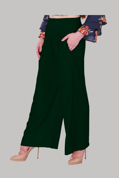 Saundarya Women's Relaxed Fit Palazzos Olive Green