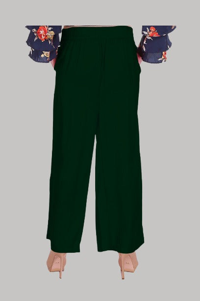 Saundarya Women's Relaxed Fit Palazzos Olive Green