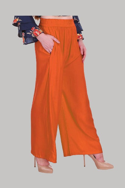 Saundarya Women's Relaxed Fit Palazzos Orange
