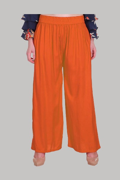 Saundarya Women's Relaxed Fit Palazzos Orange