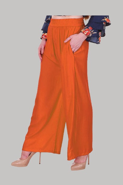 Saundarya Women's Relaxed Fit Palazzos Orange