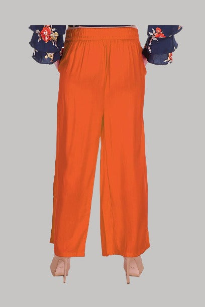 Saundarya Women's Relaxed Fit Palazzos Orange